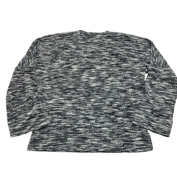 Madewell Button Shoulder Wide Sleeve Sweater Top Marled Black Crewneck Cotton XS - Picture 4 of 10